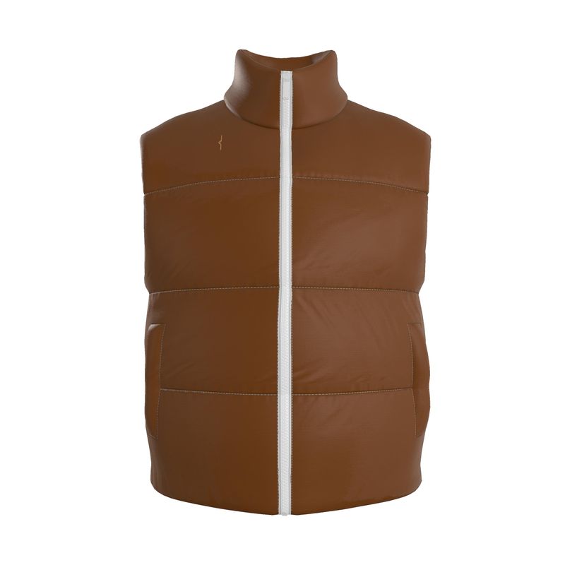 Gilet Imbottito in Raso di Seta – Brown