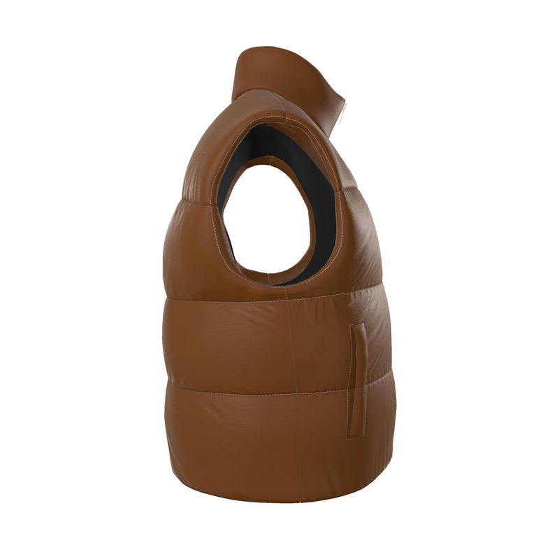 Gilet Imbottito in Raso di Seta – Brown