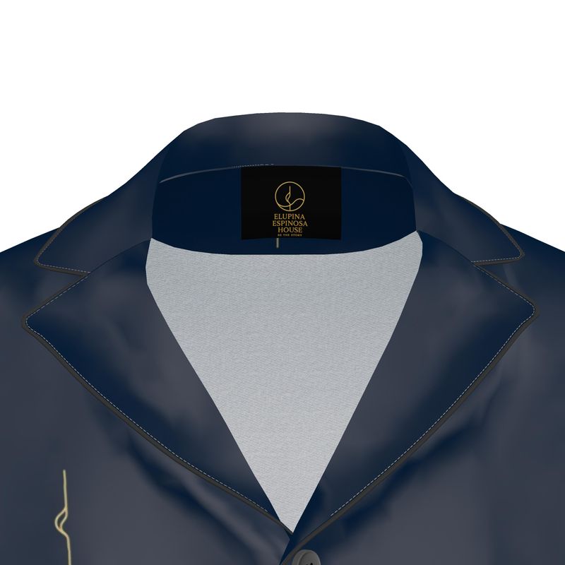 Camicia Pigiama in Raso di Seta – Blue