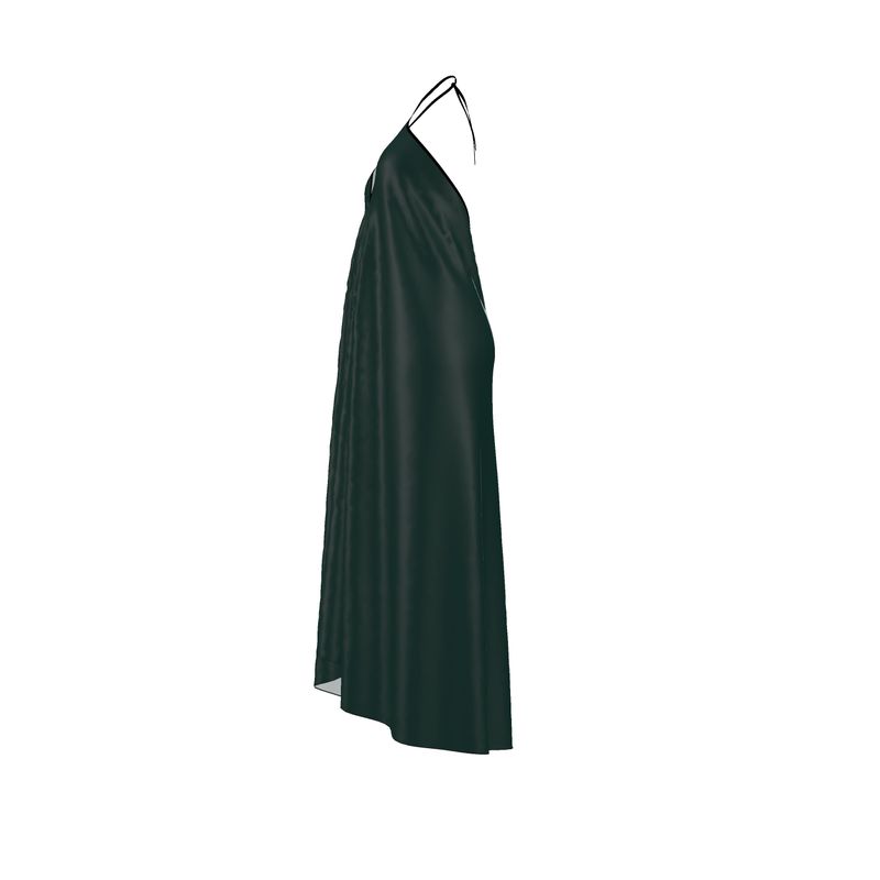 Halter Silk Dress – Deep Green