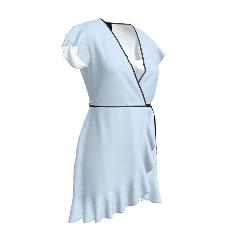 Abito Portafoglio in Raso di Seta – Azzurro Polvere