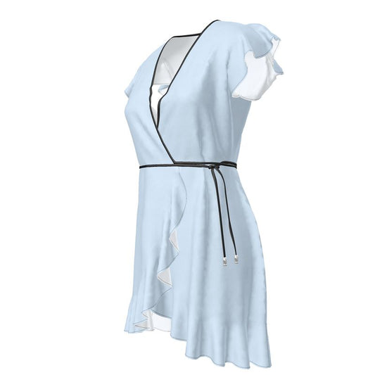 Abito Portafoglio in Raso di Seta – Azzurro Polvere