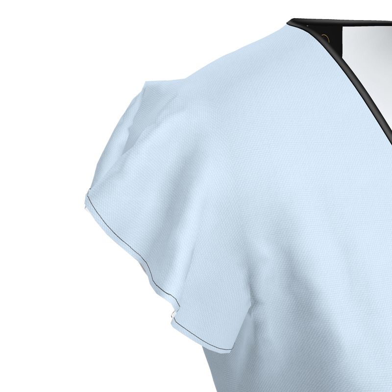 Abito Portafoglio in Raso di Seta – Azzurro Polvere